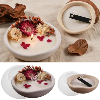 Productafbeelding van Siliconen mallen, schaaltjes, 2 stuks, epoxyhars gietvormen voor kaarsen, gips, aromatherapie, kiezelsteendesign