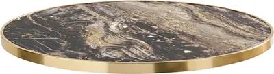 Image de Plateau de table rond blanc avec bordure dorée, 60 cm, marbre brun et doré - Oviala Montmartre