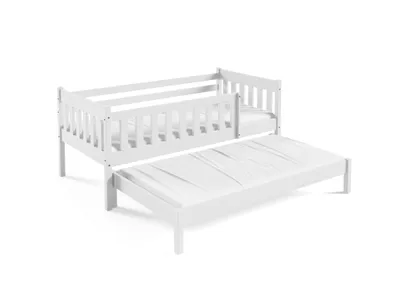 Produktbild von Masseno Kinderbett STELLA 80x160 cm mit Rausfallschutz, Doppelbett für Mädchen und Jungs, Holz, Weiß