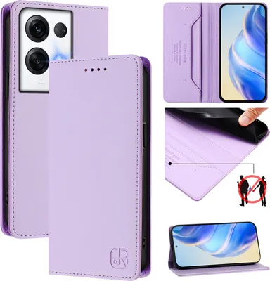 Immagine prodotto di Custodia in pelle per Oppo Reno8 Pro+/Reno8 Pro, flip case con slot per carte, portafoglio e supporto Viola