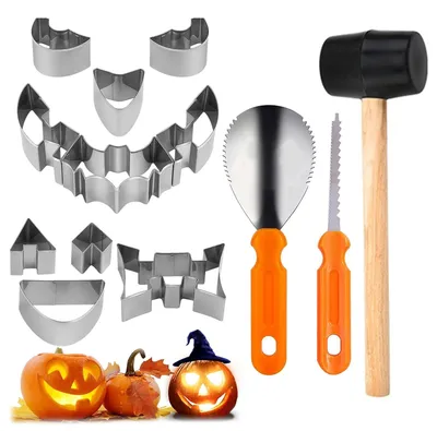 Produktbild von 13-teiliges Kürbisschnitzset für Halloween