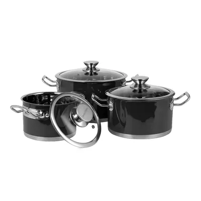 Produktbild von 6-częściowy zestaw retro garnków ze stali nierdzewnej Vintage Cuisine Czarny