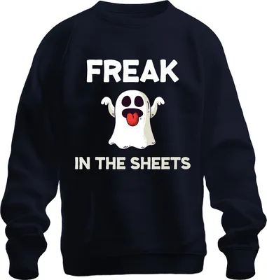 Produktbild von FREAK IN THE SHEETS Halloween Geist lustig Geschenk y Frech Uni Sweatshirt Pullover, Navy, L