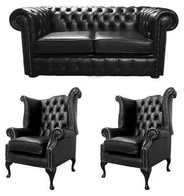 Obrázek produktu pro Klasická designová sedací souprava chesterfield Gaučová pohovka Kožené čalounění Sedací souprava