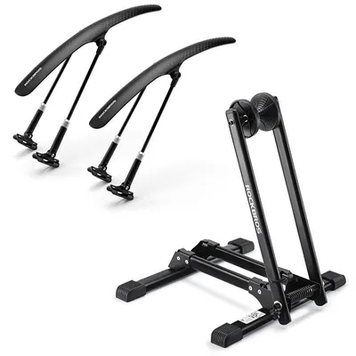 Image de Support à vélo ROCKBROS pliable à deux branches avec garde-boue avant et arrière pour VTT et vélo de course 24-27,5 pouces