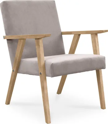 Produktbild von BETTSO Bettso Sessel Gepolsterter Cocktailsessel LISEK Beige Beine aus Buchenholz