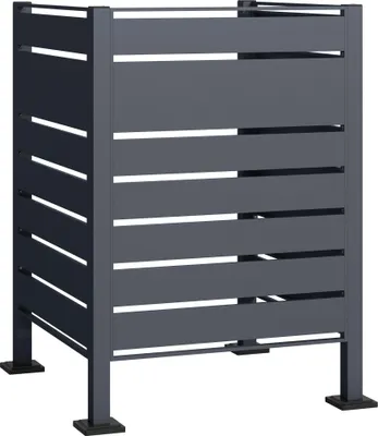 Image de Wiltec Cache-poubelle – 905 x 905 x 1200 mm – pour une poubelle de 60 à 240 L – Couleur anthracite – en Acier – avec 3 parois – Clôture Range Coffre poubelle combinable
