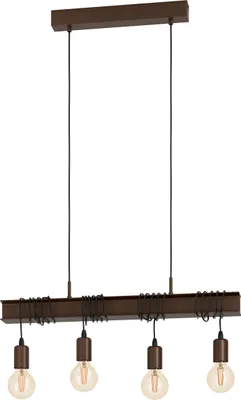 Image de Eglo 43523 TOWNSHEND 4 E27 4-fois Suspension 700x140mm Marron Noir