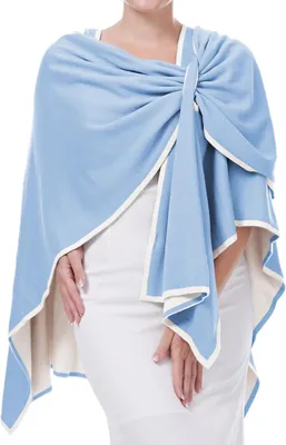 Productafbeelding van DiaryLook Damesponcho, lange kasjmierponcho/sjaal, blauw