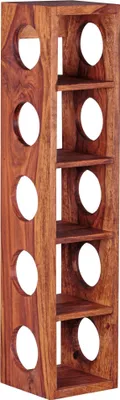 Weinregal Mumbai Sheesham Holz Wandmontage 5 Flaschen 70cm Ablage – Ansicht 1
