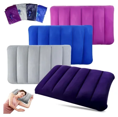 Produktbild von Aufblasbares Kissen Strand 4 Stück, Reisekissen Aufblasbar, Camping Sitzkissen Outdoor, Luftkissen Kopfkissen aus Weichem Material, Aufblasbares Kissen für Auto Camping Reisen 47 x 30 cm
