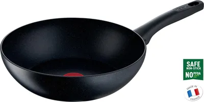 Produktbild von Tefal Black Stone G28119, Rund, Wok-/Bratpfanne, Schwarz, Mineralia +, 175 °C, Aluminium