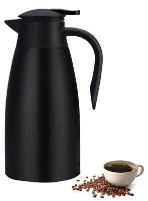 Thermoskanne 2 l Edelstahl vakuumisoliert schwarz