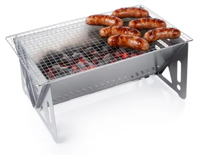 Obrázek produktu pro Vilde | Kempingový gril skládací - 40x24x17 cm - Mini gril na dřevěné uhlí do batohu