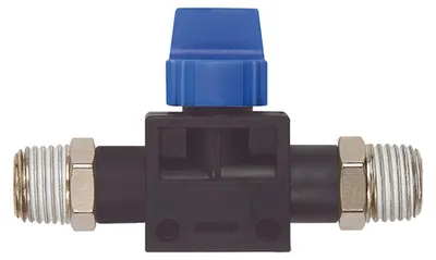 Produktbild von Riegler 3/2-Wegeventil »Blaue Serie«, AG/AG R 1/4, Gewindebeschichtung