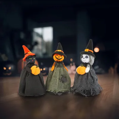 Produktbild von Halloween-Dekoration – Geist, Katze, Kürbiskopf – 21 cm