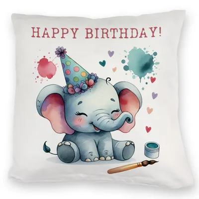 Produktbild von Happy Birthday Elefant Kuschelkissen