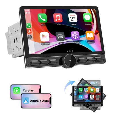 Produktbild von 10 Zoll Android Radio 1Din Display 180°drehbar Carplay Navi 4G LTE Lenkradsteuerung Bluetooth RDS WIFI DSP GPS 4+64GB