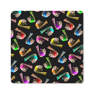 Produktbild von MuchoWow® Mauspad Mousepad Das Mädchen mit dem Perlenohrring - Schnittmuster - Vermeer 20x20 cm - Mousepads - Maus Mat - Pad - Mausunterlage - Desk Mat - Bureauartikeln