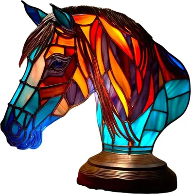 Produktbild von Tischlampe aus bemaltem Kunstharz mit Tiermotiv, Wildtier-Skulptur, gebeizte Kunstharzlampe, buntes Nachtlicht, Dekoration für Schlafzimmer, Wohnzimmer, Weihnachtsgeschenke für Mädchen und Jungen