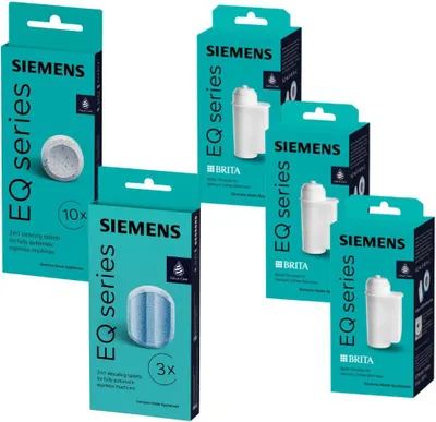 Produktbild von SIEMENS 10 Reinigungstabletten + 3 Entkalkungstabletten + 3 Wasserfilter für EQ Series Kaffeevollautomaten