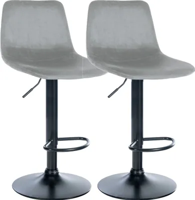 Produktbild von 2er Set Barhocker HLO-CP252 Samt Schwarz  grau