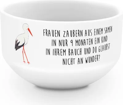 Produktbild von Mr. & Mrs. Panda Schüssel Storch - Weiß - Geschenk, Baby, porzellanschüssel, Schwanger, Mutter, Mütter, schale, salatschälchen, Gute Laune, Schwangerschaft, dessertschale