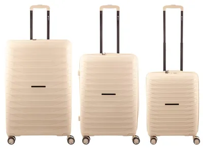 Produktbild von Franky Koffer 3er Set PP15-55DF/69DF/77DF Spinner Gr. S/M/L mit TSA-Zahlenschloss Dehnfalte beige