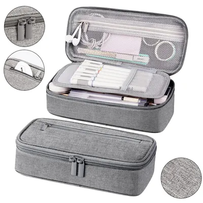 Produktbild von STILVORA Federmäppchen Großes, Multifunktionale Stiftebox, Oxford-Stoff Federmäppchen, Stiftemäppchen mit mehreren Fächern, robust und langlebig, Grau
