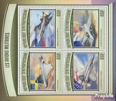 Produktbild von Briefmarken Zentralafrikanische Republik 2017 Mi 6795-6798 Kleinbogen (kompl. Ausgabe) postfrisch Militärflugzeuge