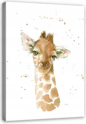 Produktbild von Leinwandbild Kinderzimmer Giraffe Tiere 100x70 cm Mädchen Kinder Kinderbilder XXL Canvas Wandbilder Kunstdruck Wand Bild auf Leinwand Bilder Aufhängefertig