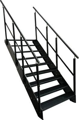 Obrázok produktu pre Oceľové rebrinové schodiskové stupne 9-stupňové zábradlie na oboch stranách - pozinkované a antracitovo práškovo lakované - (š x v x h) 100 x 171 x 177 cm
