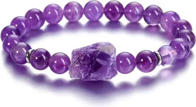 Produktbild von Amethyst Perlen Armband 8mm Kugeln Natürlicher Kristall Heilstein*angstrom Energetisches Glücksarmband