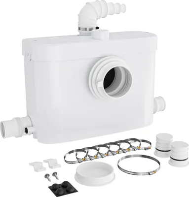 Produktbild von XPOtool 3/1 Kleinhebeanlage mit Frontanschluss, Hebeanlage 450 W mit Häcksler, Abwasserhebeanlage bis 7,5 m, Fäkalienhebeanlage für WC und Dusche
