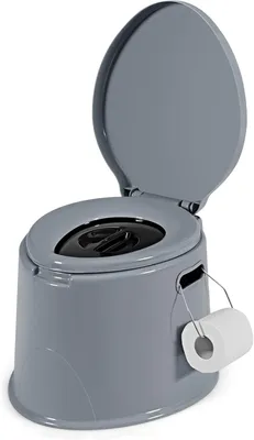 Image de Toilettes portables - WC mobile - Pour activités de plein air - Stable, supporte jusqu'à 200 kg - 49 x 41 x 34 cm - Gris