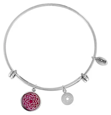 Produktbild von CO88 Collection Chakra 8CB-26007 Stahlarmband mit Anhängern – Kronenchakra – Einheitsgröße – Silberfarben / Rosa
