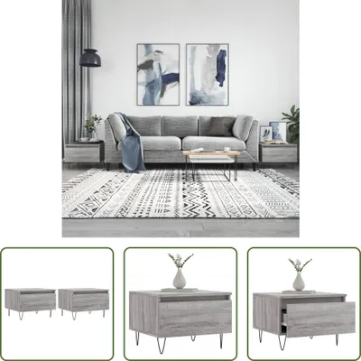 Produktbild von The Living Store Couchtische 2 Stk. Grau Sonoma 50x46x35 cm Holzwerkstoff