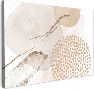 Produktbild von MuchoWow® - Leinwandbilder - Aquarell - Beige - Pastell - Modern - Abstrakt, Wandbild, Wanddeko Bilder Wohnzimmer, 90x60 cm
