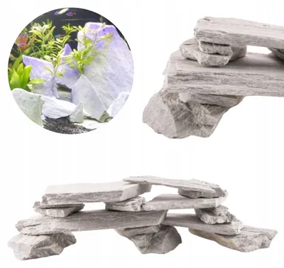 Image de Décoration d'aquarium, ardoise blanche, 5 kg, pierres décoratives au pH neutre