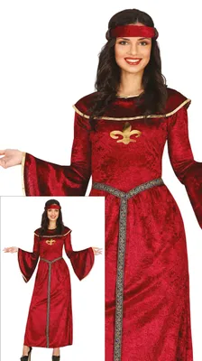 Immagine prodotto di Principessa Regina Medievale Costume da Fiaba Rosso Abito da Festa Carnevale Donna Evento Carnevale Deluxe, Taglia: 42 - 44 (L) Colore: Rosso