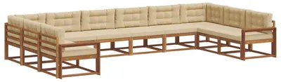 Produktbild von vidaXL Outdoor-Sofagarnitur mit Kissen 10 pcs Natur und Beige