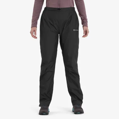Damen Hardshelljacken von Montane- schwarze Solution Pants; ideal für Outdoor-Aktivitäten.
