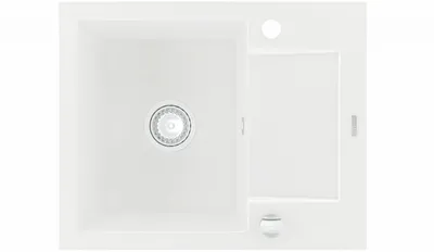 Immagine prodotto di Mexen Enzo lavello in granito 1 vasca con scolapiatti 576 x 465 mm, bianco, sifone cromato - 6506571005-20