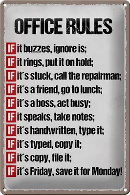 Produktbild von Blechschild Spruch 20x30cm Office rules it buzzes ignore it