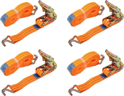 Produktbild von UNITRAILER Spanngurte Set 4 Stück 6m 35mm 2t Zurrgurte mit Ratsche orange LC 2000 daN für Anhänger