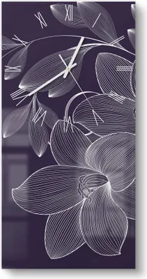 Produktbild von DEQORI Glasuhr 30x60 cm Römisch 'Elegante Liliengrafik' Wanduhr Glas Uhr Design leise