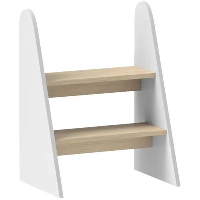 Produktbild von Tritthocker – Fußhocker – Badezimmerhocker – Zweistufiger Kinderhocker – Holzfußhocker – Geeignet für Kinder von 3 bis 8 Jahren – Weiß