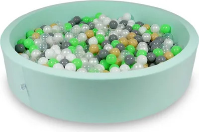 Obrázok produktu pre Guľôčkový bazén 130x30cm mint - so 600 guľôčkami / celadón, biela, priehľadná, perleťová, béžová, sivá