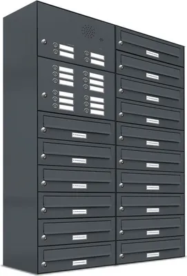 Produktbild von 16er Briefkasten Anlage Aufputz - Wandmontage RAL 7016 Anthrazit Klingel