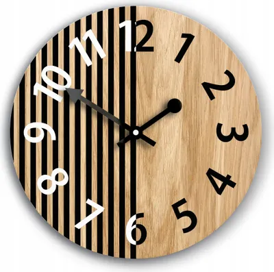 Produktbild von ModernClock, Wanduhr, Wohnzimmer, 33cm, große Wanduhr aus Eiche, Nepal